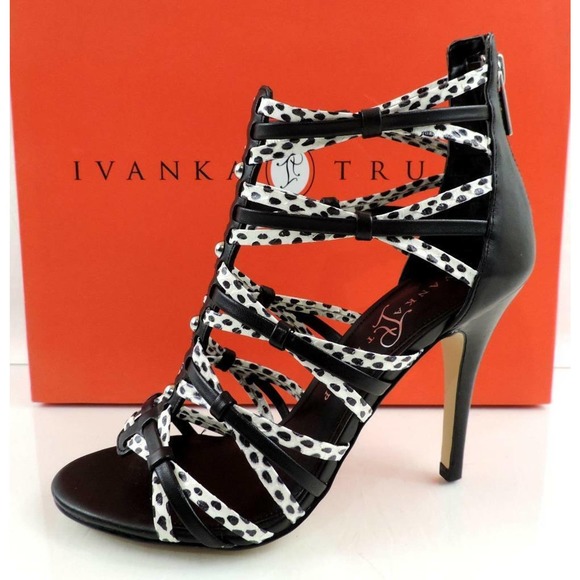 Ivanka Trump Manis Strappy High Heel Sandals Black Multi Leather Size 5.5 - Picture 4 of 8